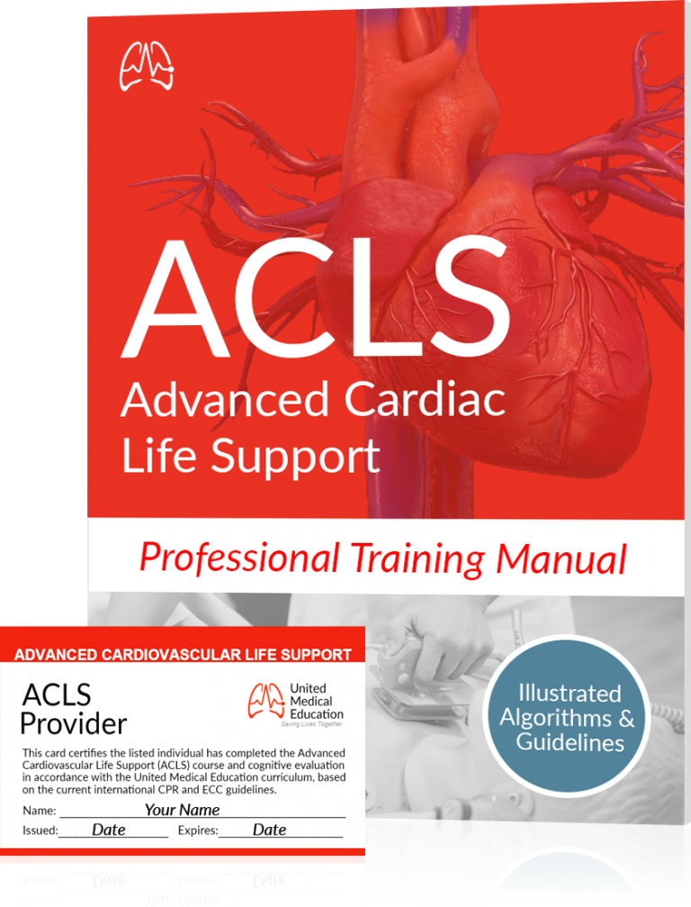 ACLS certification training manual and card