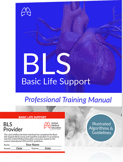 BLS certification training manual and card
