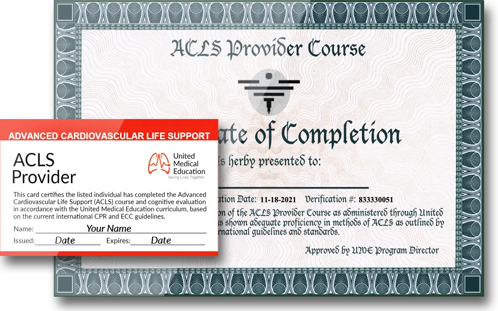 ACLS online card and certificate